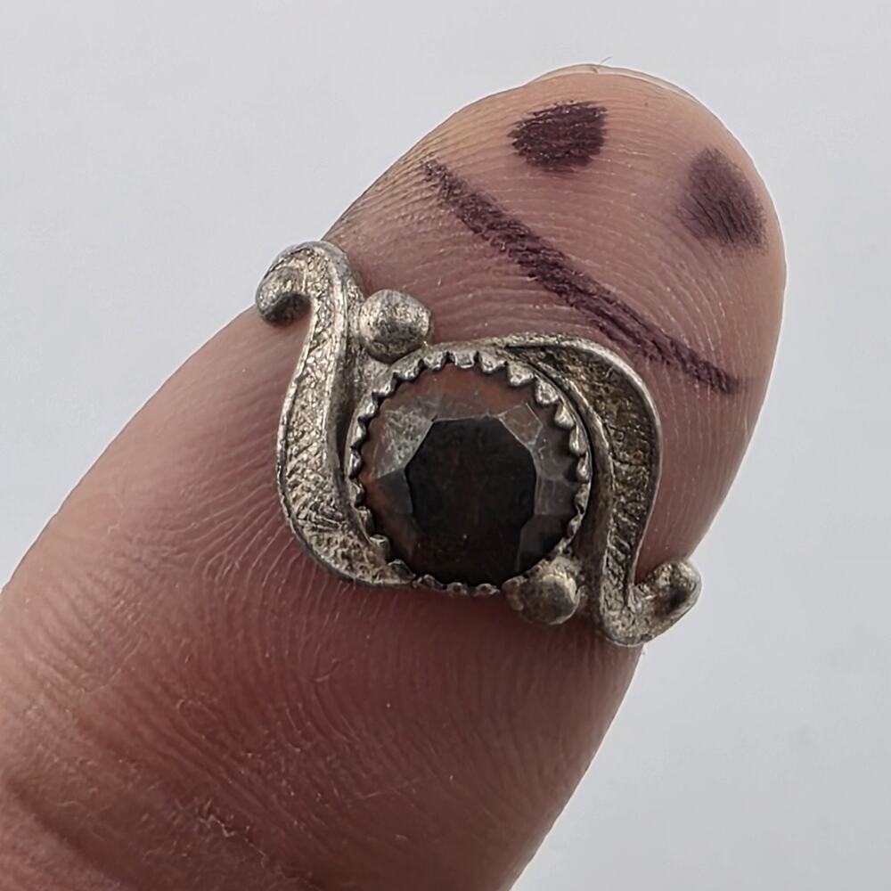 Vintage Bell Trading Post Sterling Silver Black Stone Ring Size 5.5 Mid Century